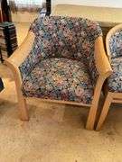 Two Wooden Chairs With Floral Upholstery