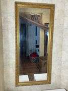 Rectangular Wall Mirror with Ornate Gold Frame
