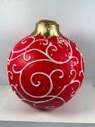 Holiday Time 20-Inch Red and Gold Ornament with Swirl Design