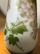Gallé Signed Cameo Glass Vase with Grapevine Motif and Raised Signature
