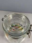 Glass Rumtopf Jar with Fruit Design and Bail Lid