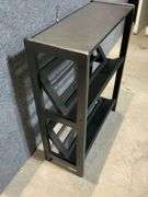 Black Wooden Two-Tier Shelving Unit with Open Design