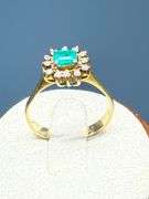 18K Yellow Gold Ring with Emerald and Diamond Accents