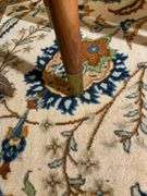 Round Wooden Side Table with Brass-Tipped Legs