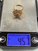 18K Gold Ring with Emeralds, Size 7.5, 4.57 Grams