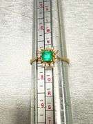 18K Yellow Gold Ring with Emerald and Diamond Accents