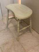 Wooden Kidney-Shaped Stool with Turned Legs in Painted Finish