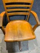 Oak Wooden Office Chair with Swivel and Casters