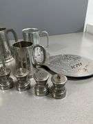 Pewter, Silver Toned Mugs, Salt Shakers, and Accessories