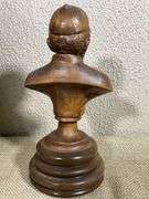 Handcrafted Wooden Bust of Clergyman Signed and Dated 1986
