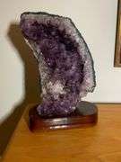 Amethyst Crystal Geode on Wooden Stand