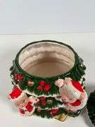 Ceramic Christmas Tree Cookie Jar with Teddy Bears Design