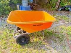 True Temper Two-Wheel Wheelbarrow With Orange Poly Tray