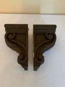 Painted Wooden Corbels with Decorative Scrollwork