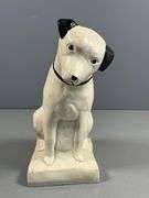 Victor Ceramic Dog Figurine With Black Collar and Ear Accents