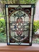 Stained Glass Window Panel with Multicolor Floral Design