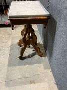 Wood Swivel Pedestal Table With Removable Marble Top