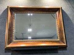 Beveled Mirror with Ornate Wooden Frame, Two-Way Hanging