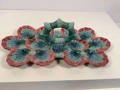Ceramic Oyster Platter and Crab-Themed Bowl
