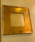 Italian Square Gilded Wooden Frame with Center Cut-Out, Genuine Gold Leaf