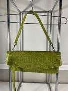 Gianni Chiarini Green Genuine Leather Woven Shoulder Bag, Made in Italy