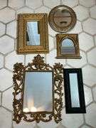 Five Ornate Framed Mirrors in Various Styles