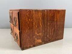 Wooden Four-Drawer Card Catalog with Brass Hardware