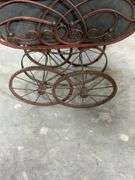 Victorian-Style Metal and Wood Doll Stroller with Canopy