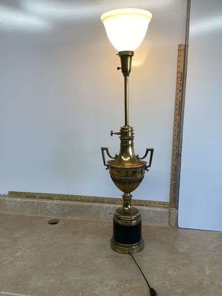 38" VINTAGE UNDERWRITERS LABORATORIES WEIGHTED BRASS TABLE LAMP-WORKS