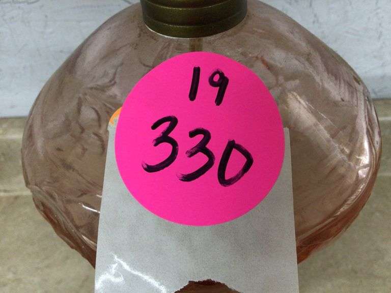 PINK GLASS TABLE LAMP Currie Auction Service