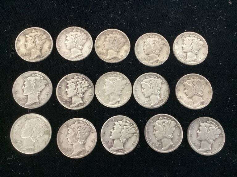 15 SILVER MERCURY DIMES