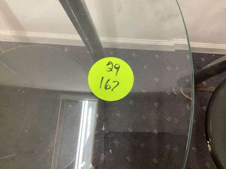 PAIR OF ROUND GLASS-TOP SIDE TABLES
