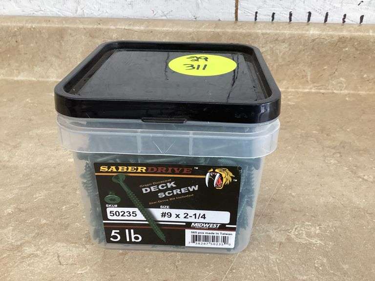1 5lb. BOX OF GREEN SABER DECK SCREWS (9 x 2-1/4)
