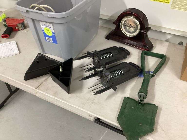 MOLE TRAPS, JUMPER CABLES, SHOVEL AND POWER STRIPS