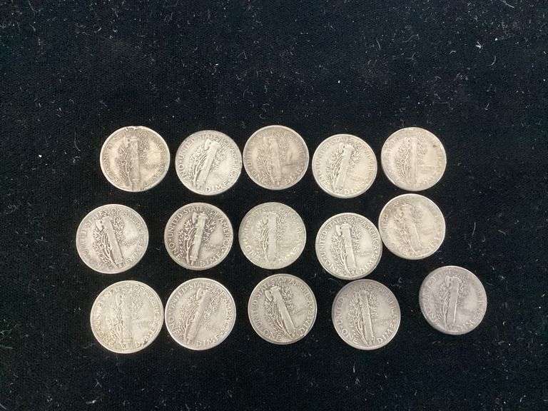 15 SILVER MERCURY DIMES