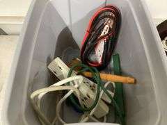 MOLE TRAPS, JUMPER CABLES, SHOVEL AND POWER STRIPS