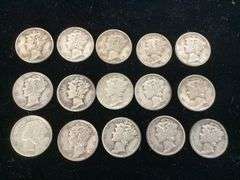 15 SILVER MERCURY DIMES