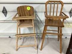 2 WOODEN DOLL HIGH CHAIRS