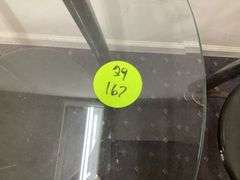 PAIR OF ROUND GLASS-TOP SIDE TABLES