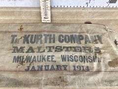 VINTAGE THERMOMETER AND OLD GRAIN BAG