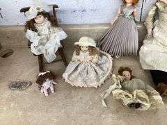 ANTIQUE PORCELAIN DOLL AND OTHER VINTAGE DOLLS