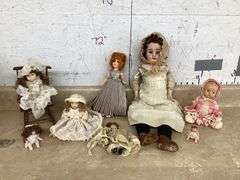 ANTIQUE PORCELAIN DOLL AND OTHER VINTAGE DOLLS
