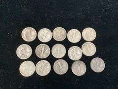 15 SILVER MERCURY DIMES