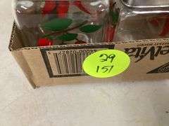 SET OF 4 GLASS CHILI PEPPER CANISTERS