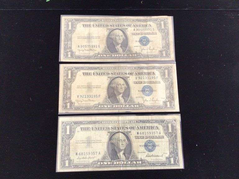 1 1957 AND 2 1935-D ONE DOLLAR SILVER CERTIFICATES
