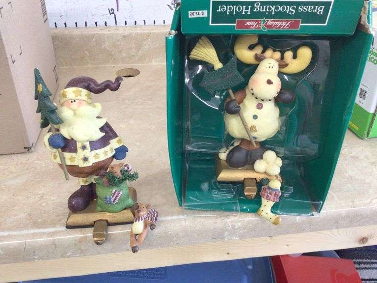 2 BRASS STOCKING HOLDERS