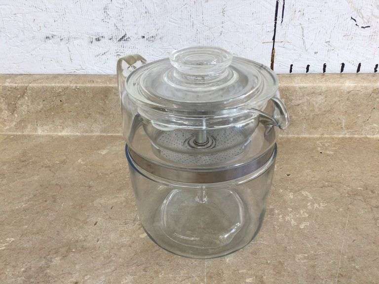 VINTAGE PYREX GLASS 9-CUP COFFEE MAKER (COMPLETE)