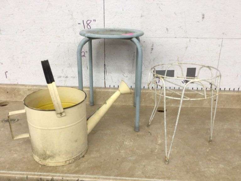 WATERING CAN PLANTER & 2 PLANT STANDS