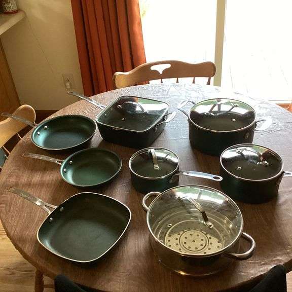 GRANITESTONE POTS AND PANS W/LIDS
