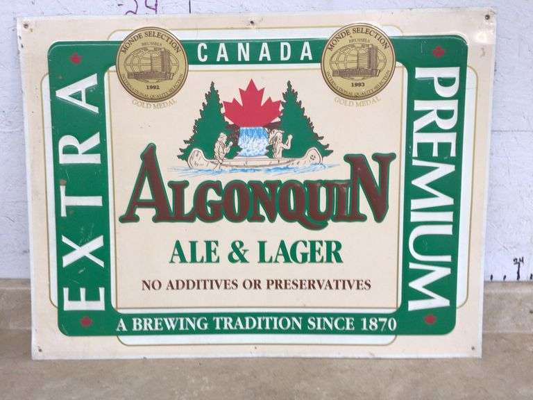 1990'S ALGONQUIN ALE & LAGER METAL SIGN